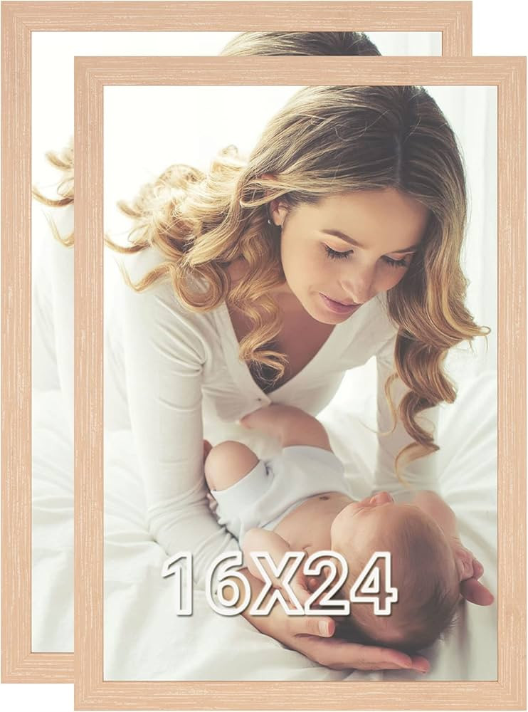 JDZIVTOP 16x24 Natural Frame 2 Pack, Rustic Beige 24x16in Poster Frame, Large 16 by 24 Gallery Fa... | Amazon (US)