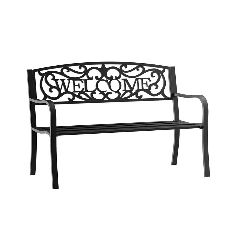 Outsunny Outdoor Durable Cast Iron Bench - Black | Walmart (US)