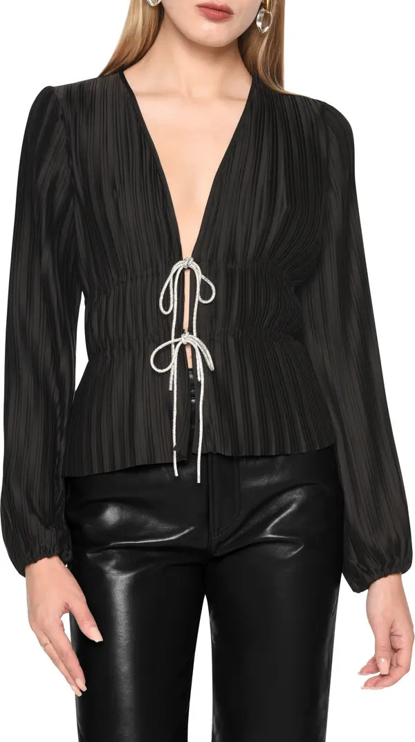 Payton Plunge Neck Plissé Top | Nordstrom