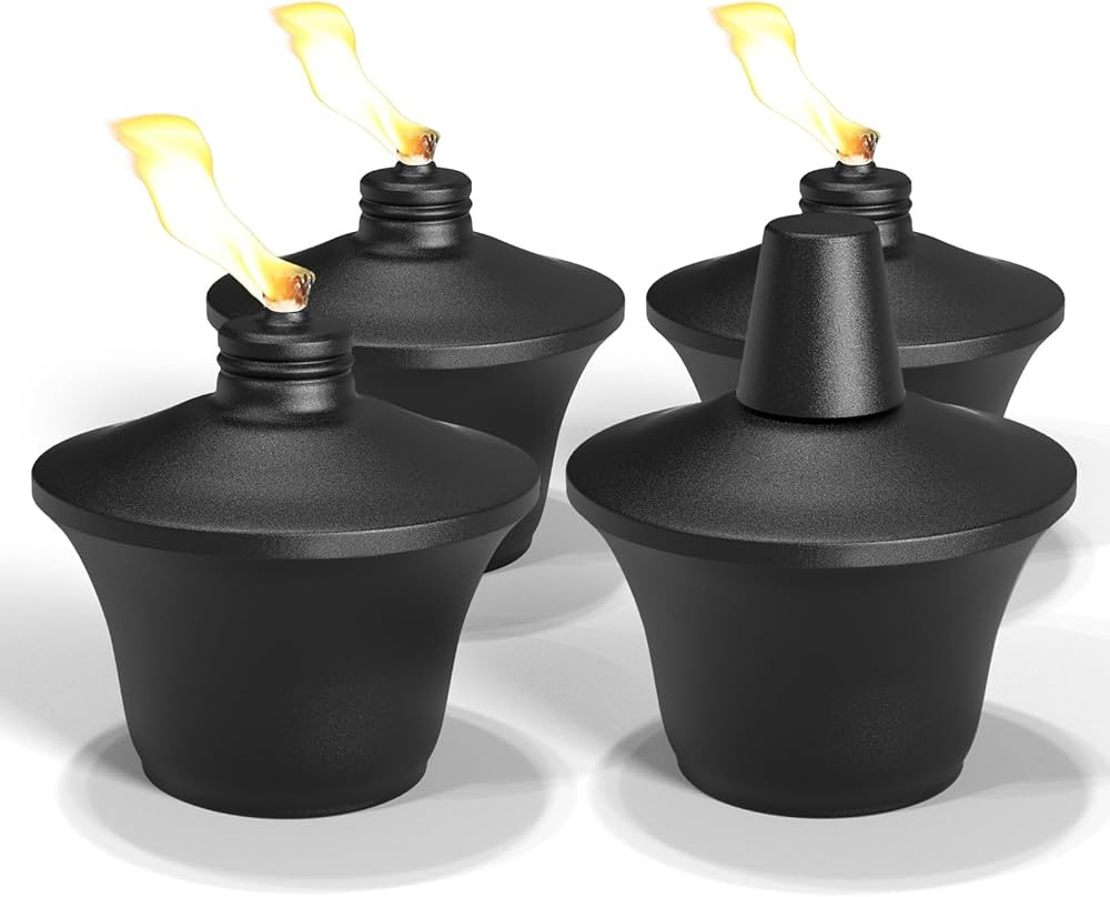 4-Pack Citronella Tabletop Torches, 15 oz Table Top Torches for Outdoor, Metal Oil Burner Candles... | Amazon (US)