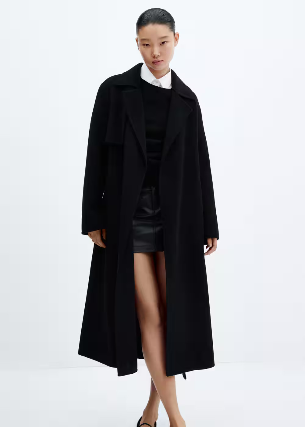 Wool coat with handmade belt -  Women | Mango United Kingdom | MANGO (UK)