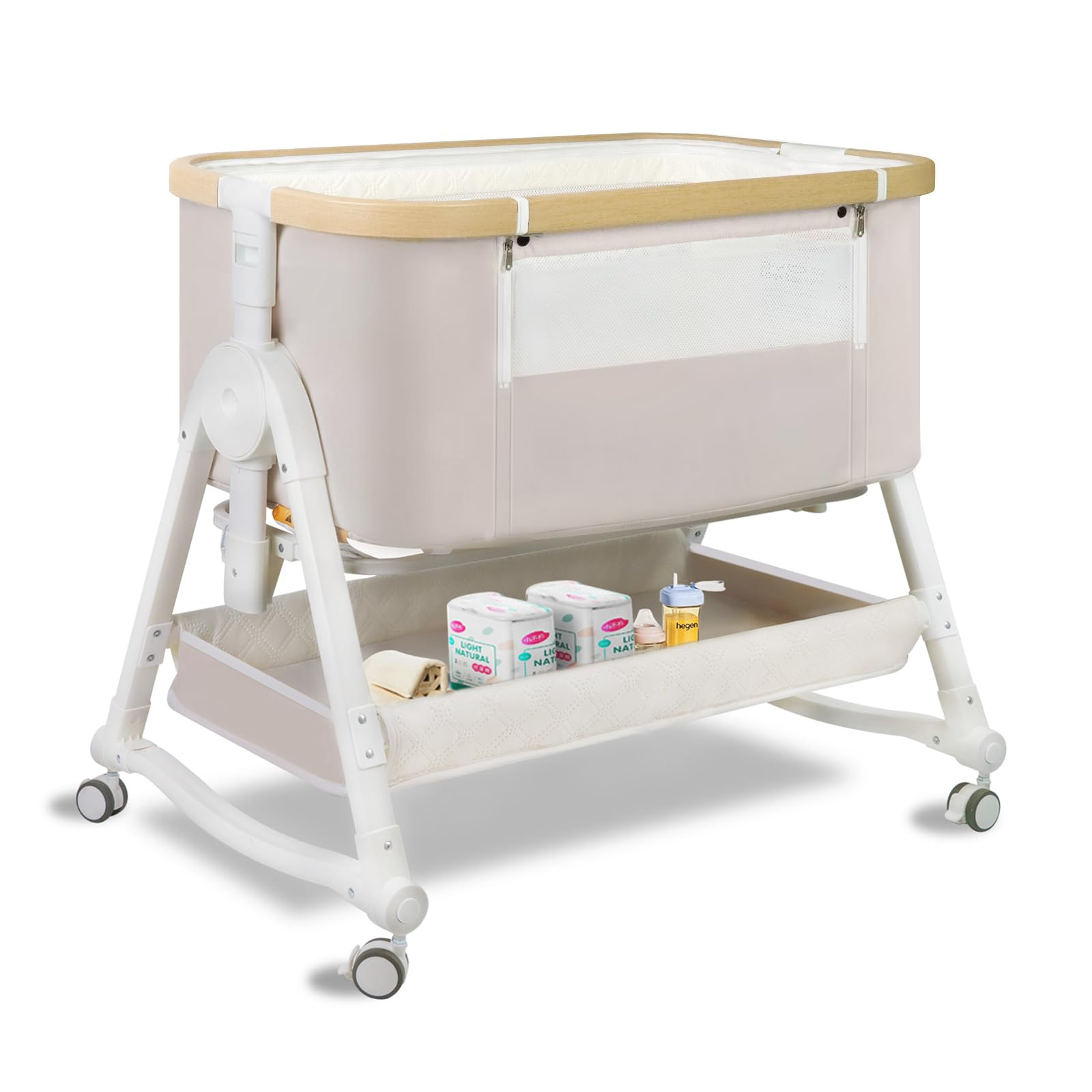 4 in 1 Baby Bassinet, Bassinet Bedside Sleeper with Wheels and Storage Basket, Adjustable 7 Heigh... | Amazon (US)