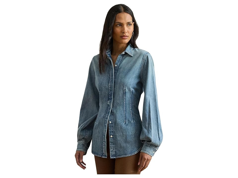 Lauren Ralph Lauren Denim Shirt Women's Clothing Odwin Wash : 4, Cotton/Denim | Zappos