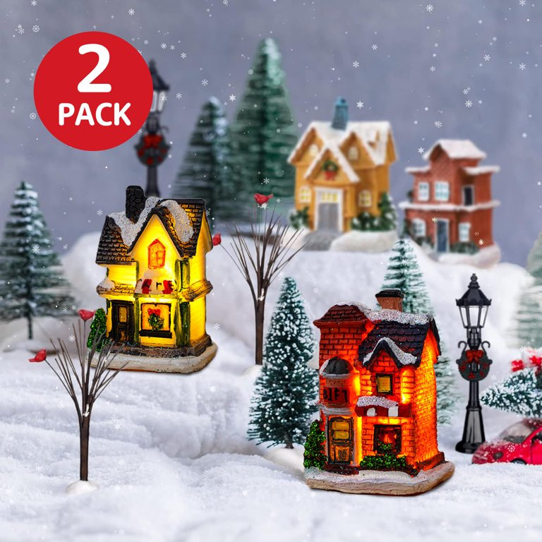 PayUSD Christmas Decoration LED Scene Christmas Village Houses Miniature Snow House Light Up Ligh... | Walmart (US)