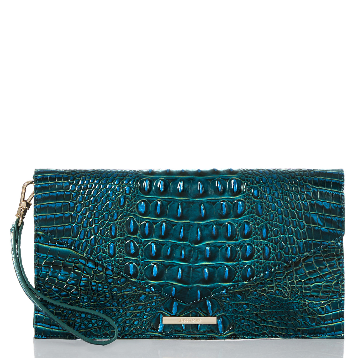 Kaia Leather Clutch | Zesty Green | BRAHMIN | Brahmin