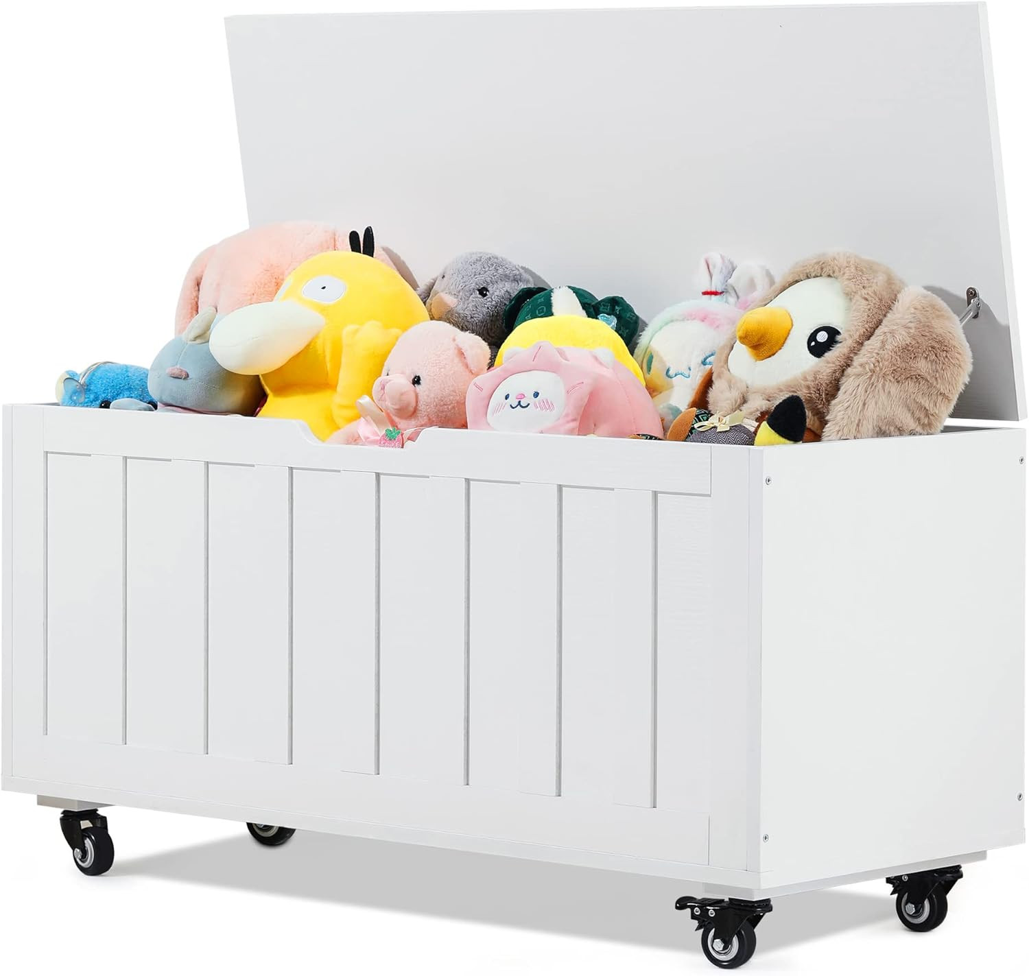 Evajoy Storage Chest, 39.4'' Wooden Storage Bench with 4 Wheels, Shoe Bench with 2 Safety Hinges,... | Amazon (US)