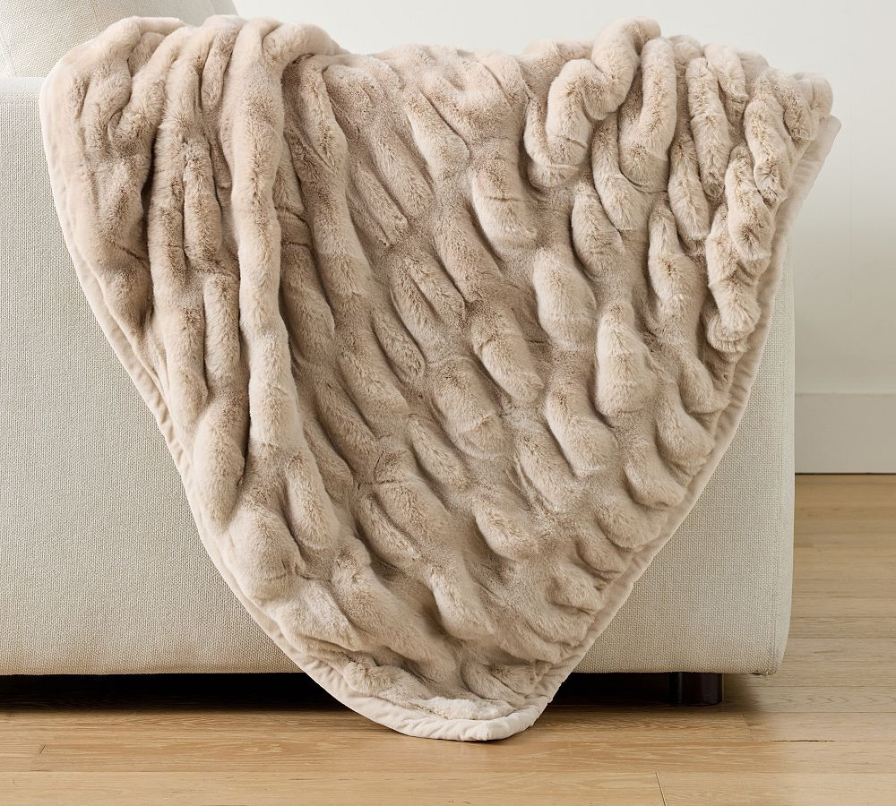 Faux Fur Ruched Throw | Pottery Barn (US)