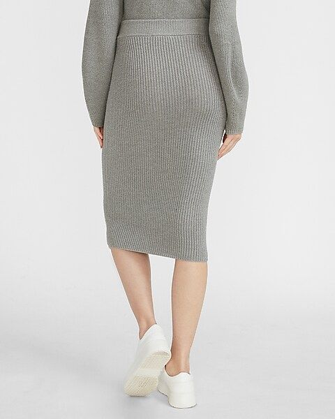 High Waisted Ribbed Sweater Pencil Skirt | Express