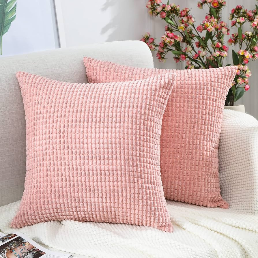 BeBen Throw Pillow Covers, Decorative Pillow Covers 20x20, Set of 2 Soft Corduroy Square Cushion ... | Amazon (US)