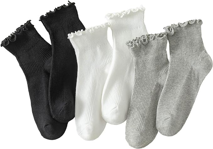 Hstyle 6 Pairs of Ruffle Socks Women, Cute Ruffle Ankle Socks | Amazon (US)