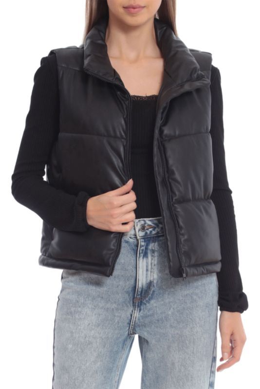 Faux Leather Puffer Vest | Saks Fifth Avenue OFF 5TH