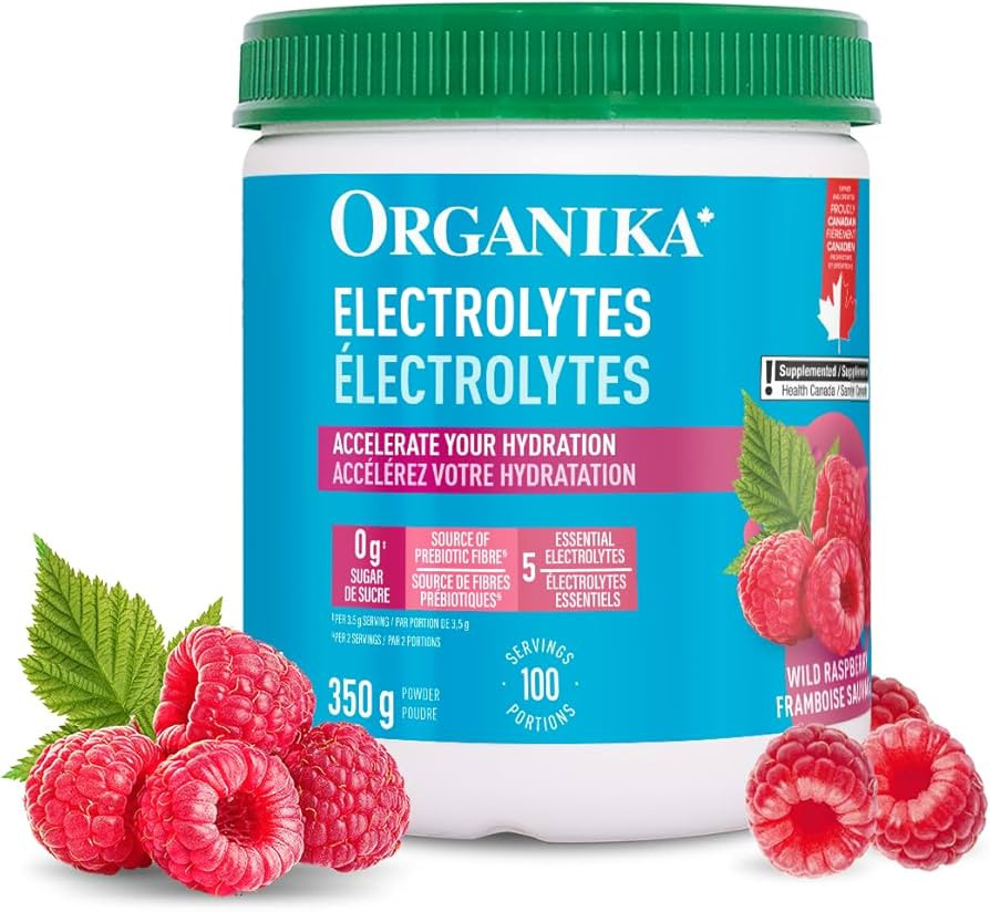 Organika Canadian-Made Electrolyte Drink Mix - Raspberry flavour- Zero Sugar, Hydration- 350 gram... | Amazon (CA)