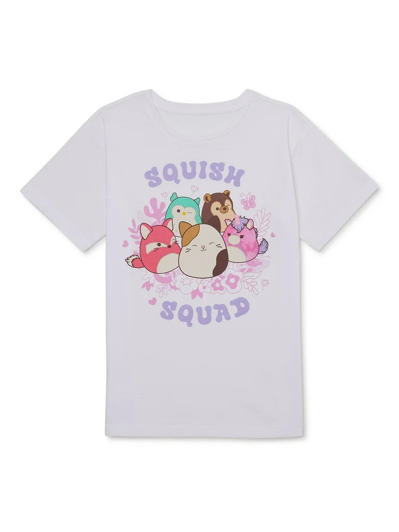 Squish Squad Girls Short Sleeve Graphic T-Shirt, Sizes 4-16 | Walmart (US)