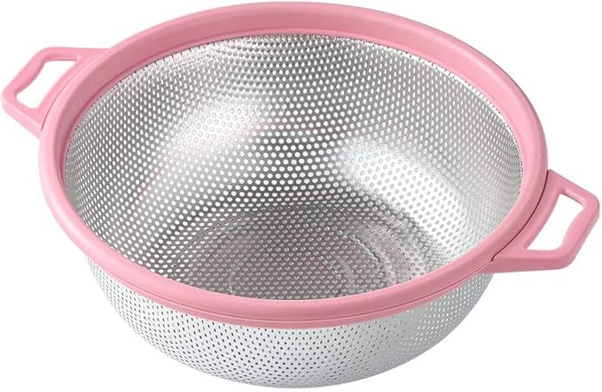 Stainless Steel Colander With Handle and Legs, Large Metal Pink Strainer for Pasta, Spaghetti, Be... | Amazon (US)