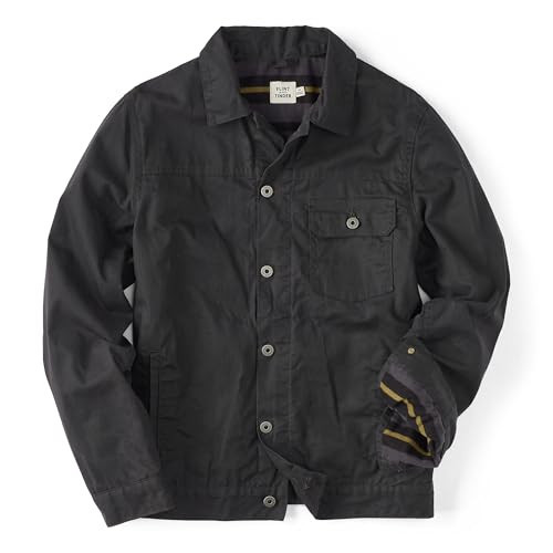 Huckberry Flint and Tinder Men's Flannel-Lined Waxed Trucker Jacket, Water & Weather Resistant Mens Jacket (US, Alpha, XX-Large, Regular, Regular, Coal, Regular Fit) | Amazon (US)