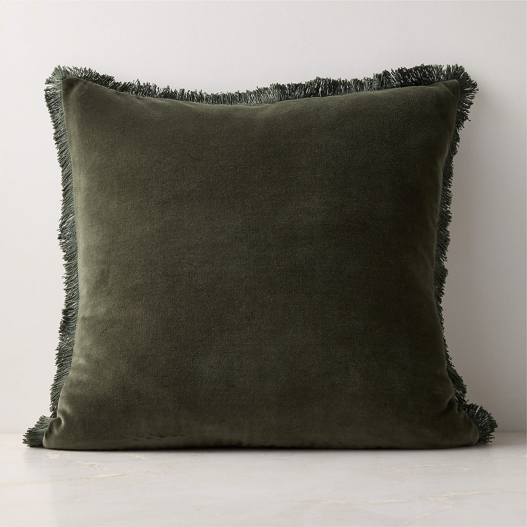 Bettie Forest Green Velvet Throw Pillow Cover 23"x23" + Reviews | CB2 | CB2