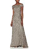 Adrianna Papell Women's Off The Shoulder Beaded Long Gown, Lead, 14 | Amazon (US)