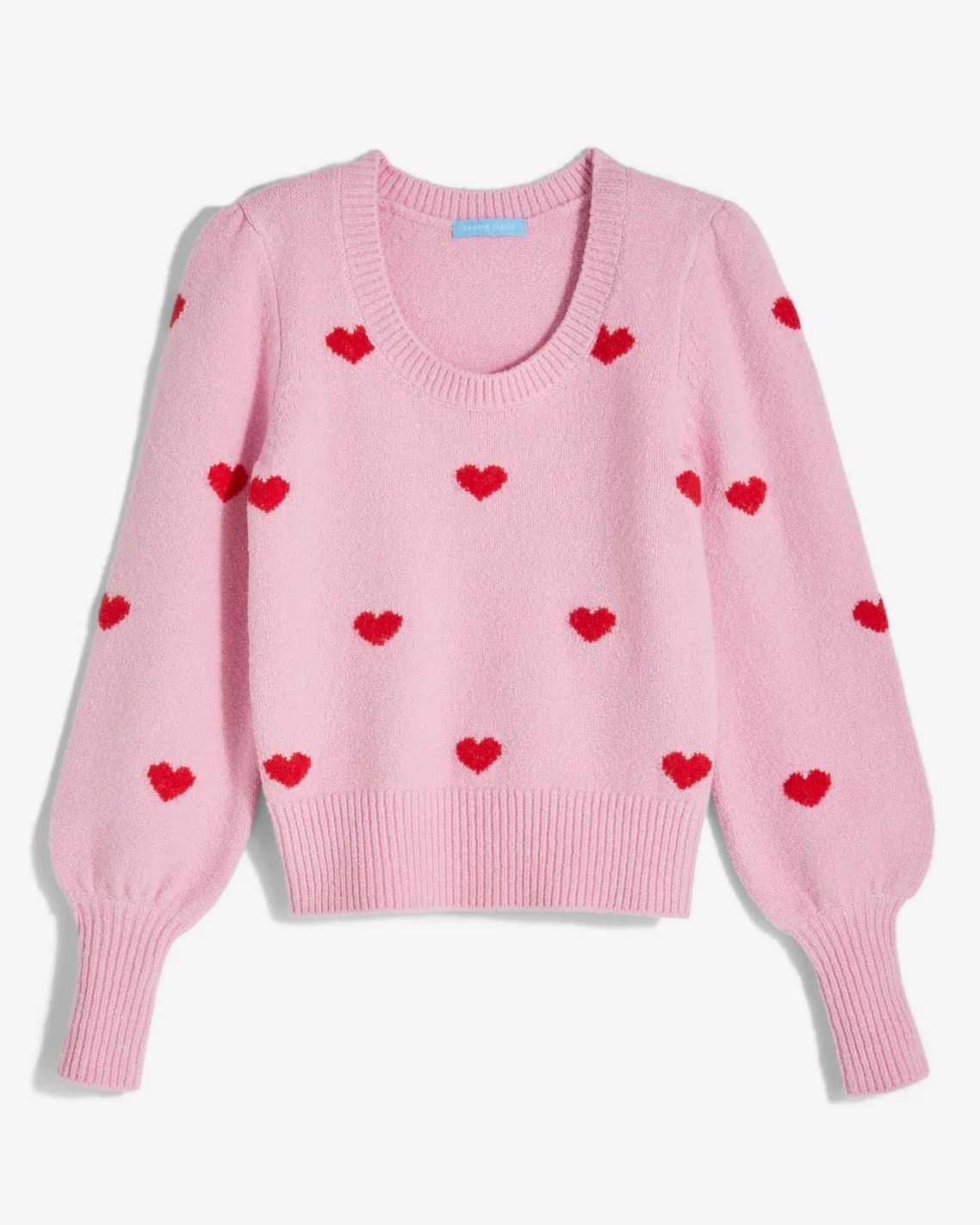 Puff Sleeve Sweater in Pink Hearts | Draper James (US)