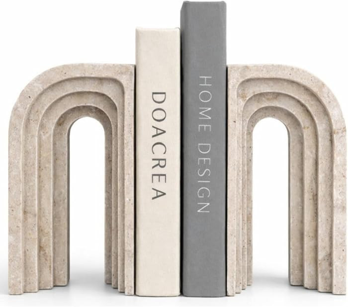 Decorative Bookends for Shelves \u2013 Heavy Duty Book Ends for Heavy Books, Stone-Inspired Compo... | Amazon (US)