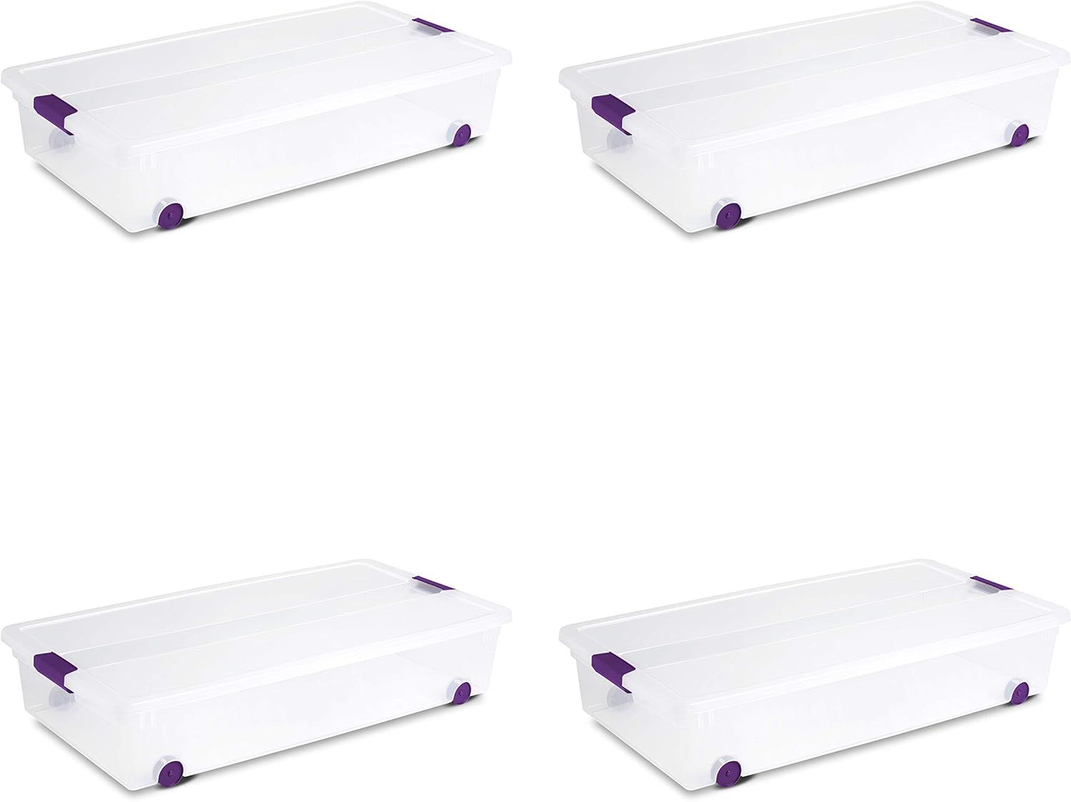 Sterilite 17611704 60 Quart/57 Liter ClearView Latch Wheeled Underbed Box, Clear Lid and Base wit... | Amazon (US)