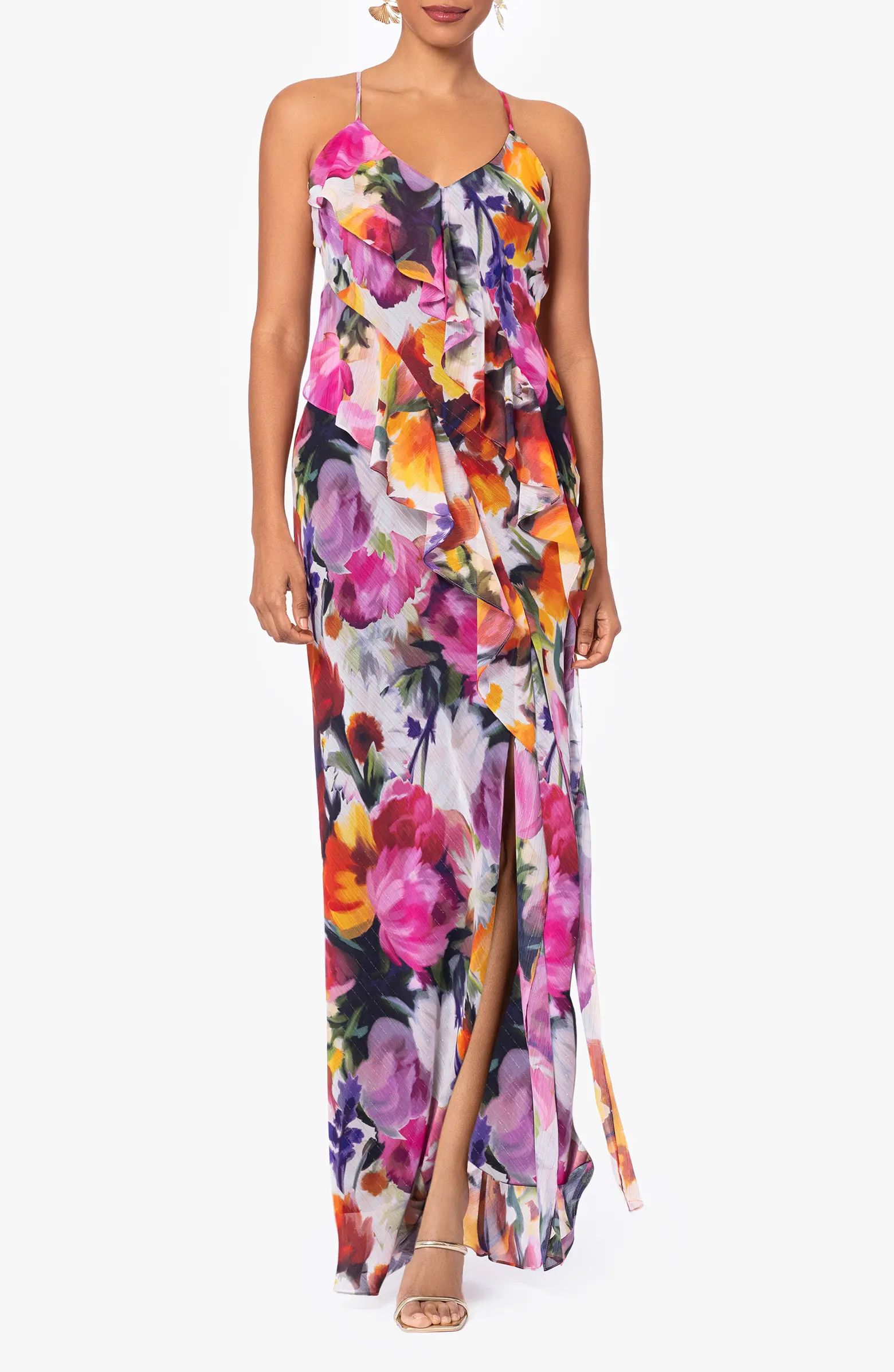 Floral Print Ruffle Maxi Dress | Nordstrom