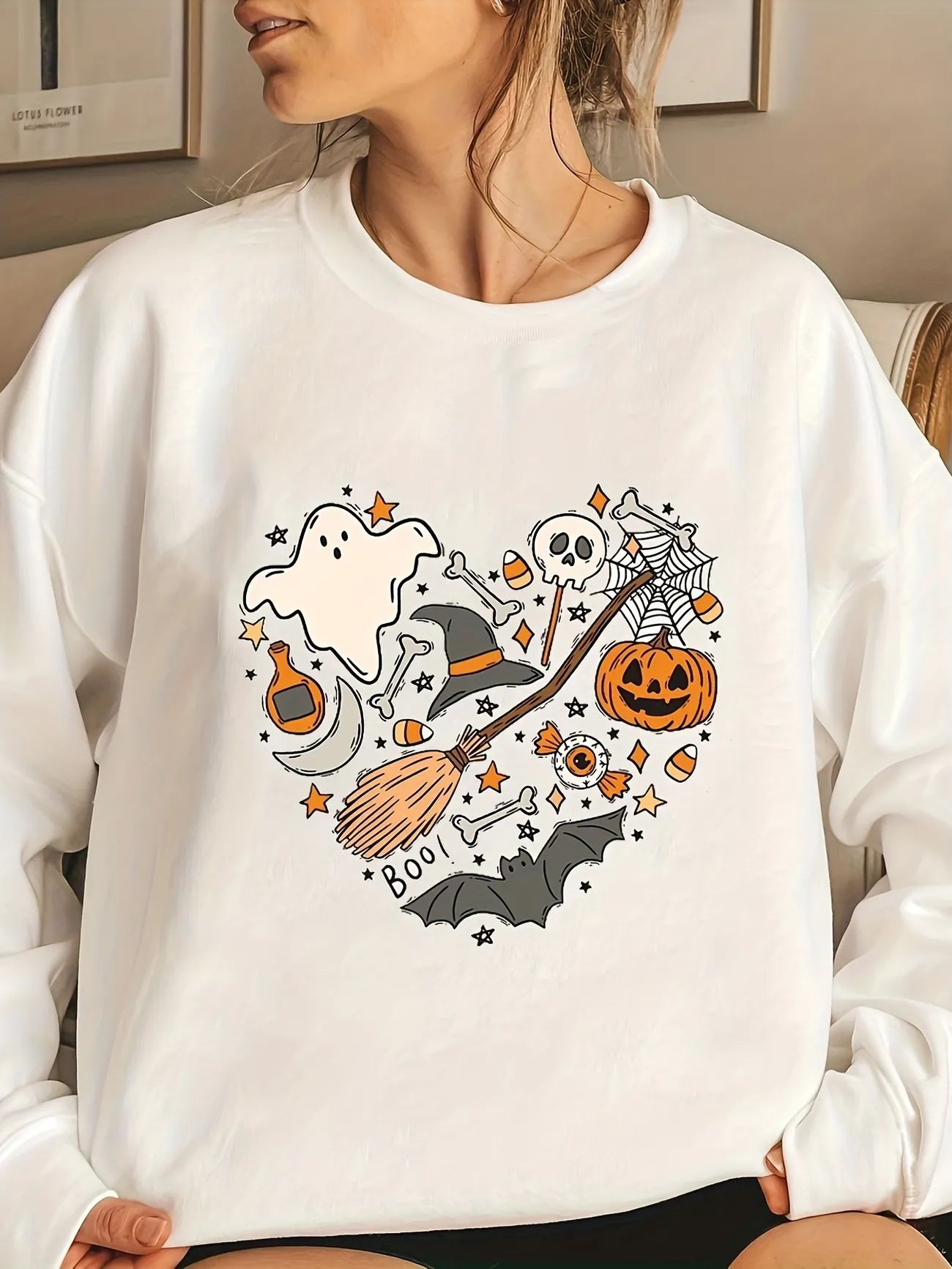 Halloween Graphic Print Pullover Sweatshirt, Casual Long Sleeve Crew Neck Sweatshirt For Fall & W... | Temu Affiliate Program