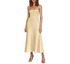 Uusollecy Women's Ribbed Knit Adjustable Spaghetti Straps Square Neck Summer Party Maxi Long Dres... | Amazon (US)