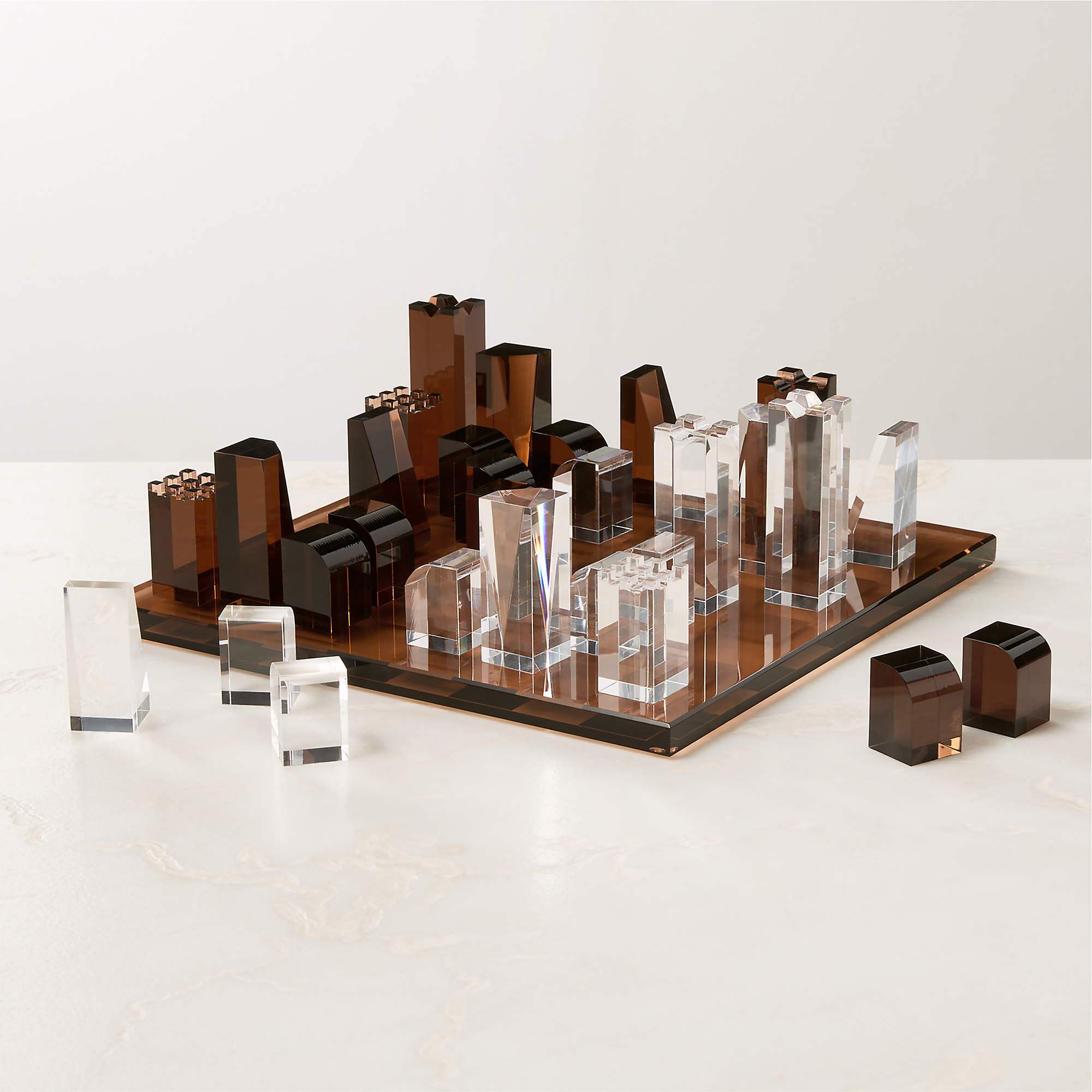 Sienna Brown and Clear Acrylic Chess Set + Reviews | CB2 | CB2