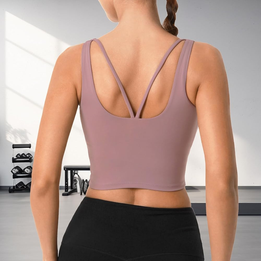 Longline Sports Bras for Women, Criss Cross Back Adjustable Strappy Running Workout Gym Yoga Crop... | Amazon (US)