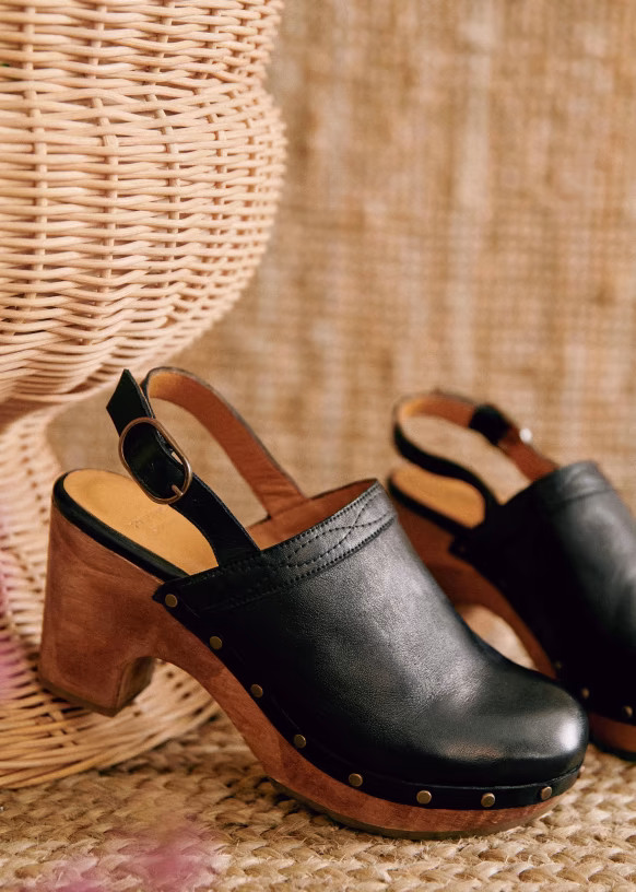 Taylor Clogs - Smooth Black - Smooth ovine leather - Sézane | Sezane Paris