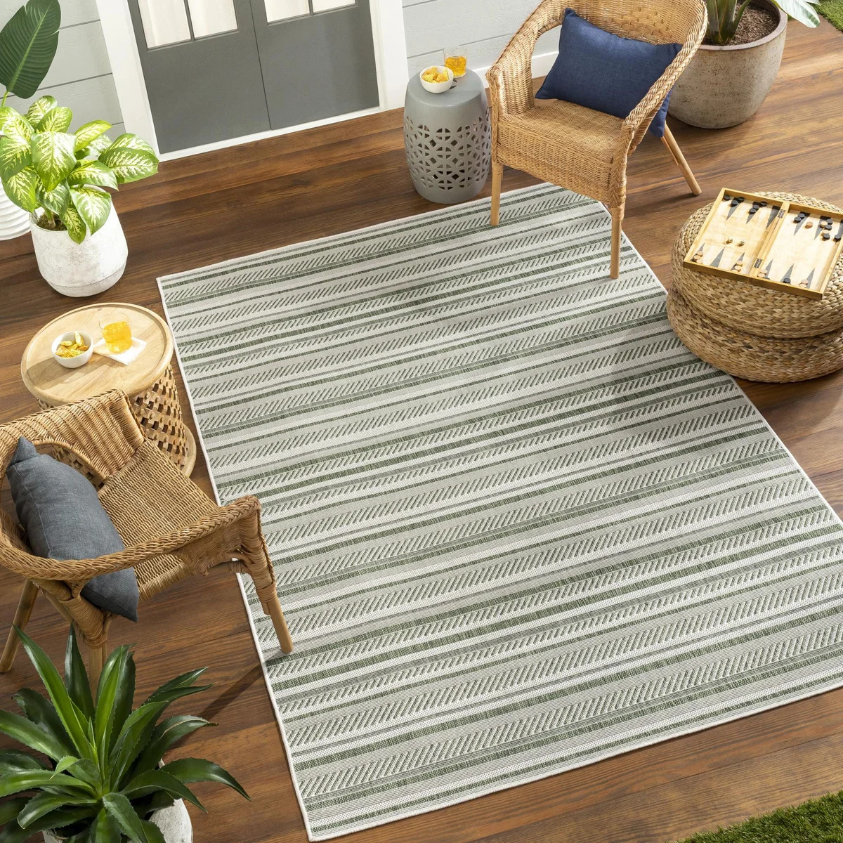 Granby Machine Woven Indoor/Outdoor Striped Area Rug | Wayfair North America