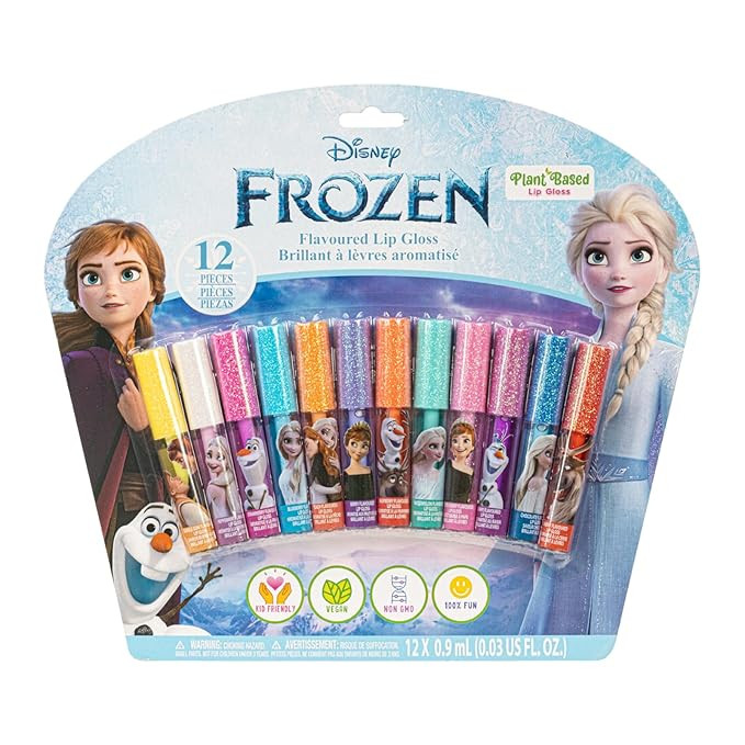 Townley Girl Disney Frozen 12 Piece Plant Based Lip Gloss, Girls Party Favors, First Makeup Set f... | Amazon (US)