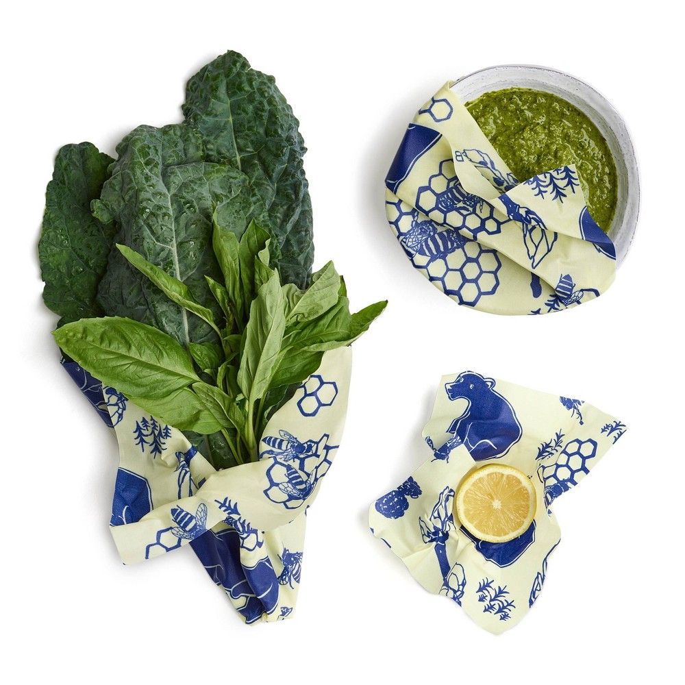 Bee's Wrap 3pk Reusable Beeswax Food Wraps Sustainable Plastic Free - 1 Small 1 Medium 1 Large Blue | Target
