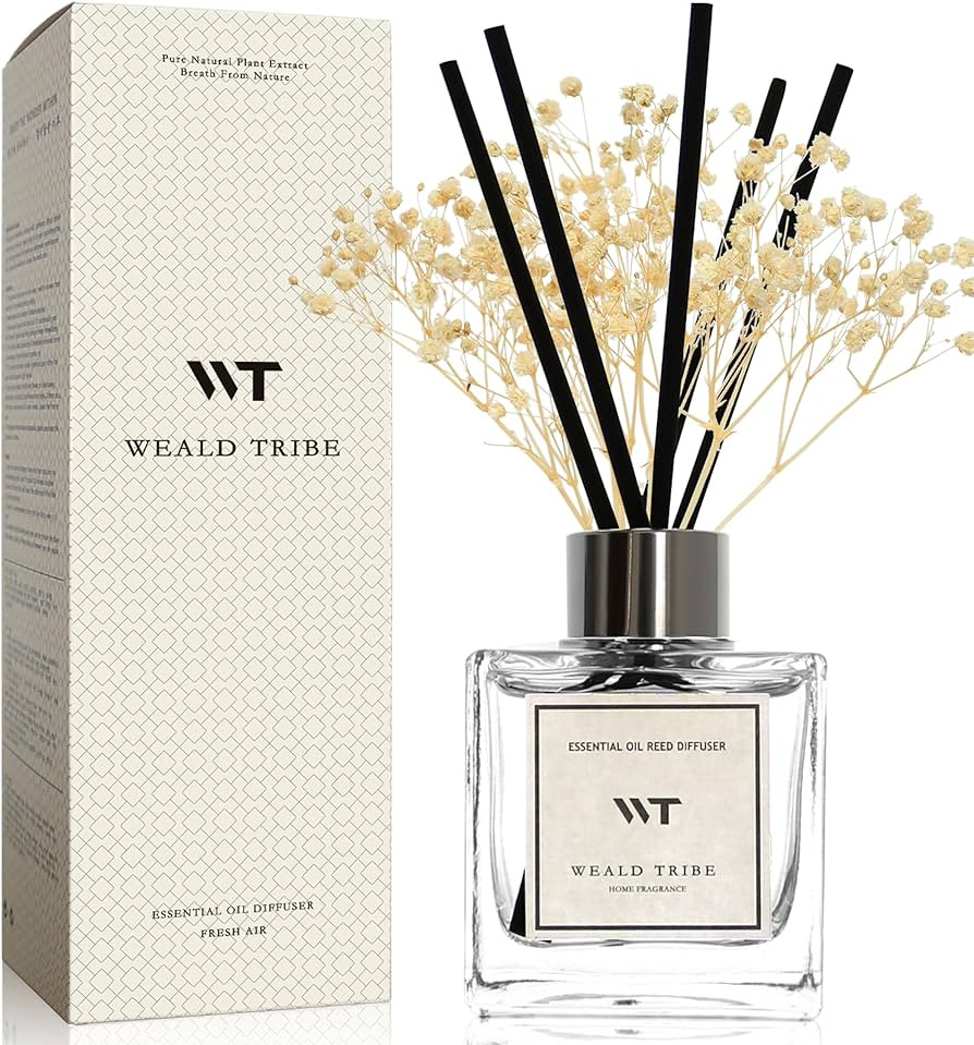 Real Flower Reed Diffuser Set for Bathroom Air Fresheners, Oil Diffuser Sticks | Vanilla Whiskey ... | Amazon (US)
