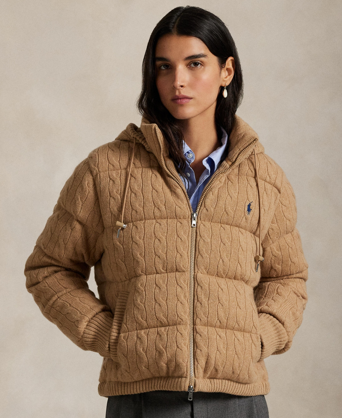 Polo Ralph Lauren Women's Hooded Quilt Jacket - Collection Camel Melange | Macy's