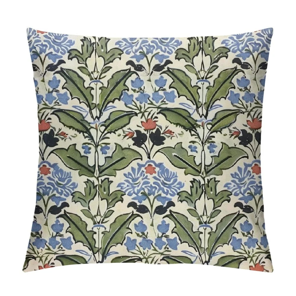 Creowell  Light Steel Blue Block Print Throw Pillow Covers for Decorative Couch Pillows for Livin... | Walmart (US)