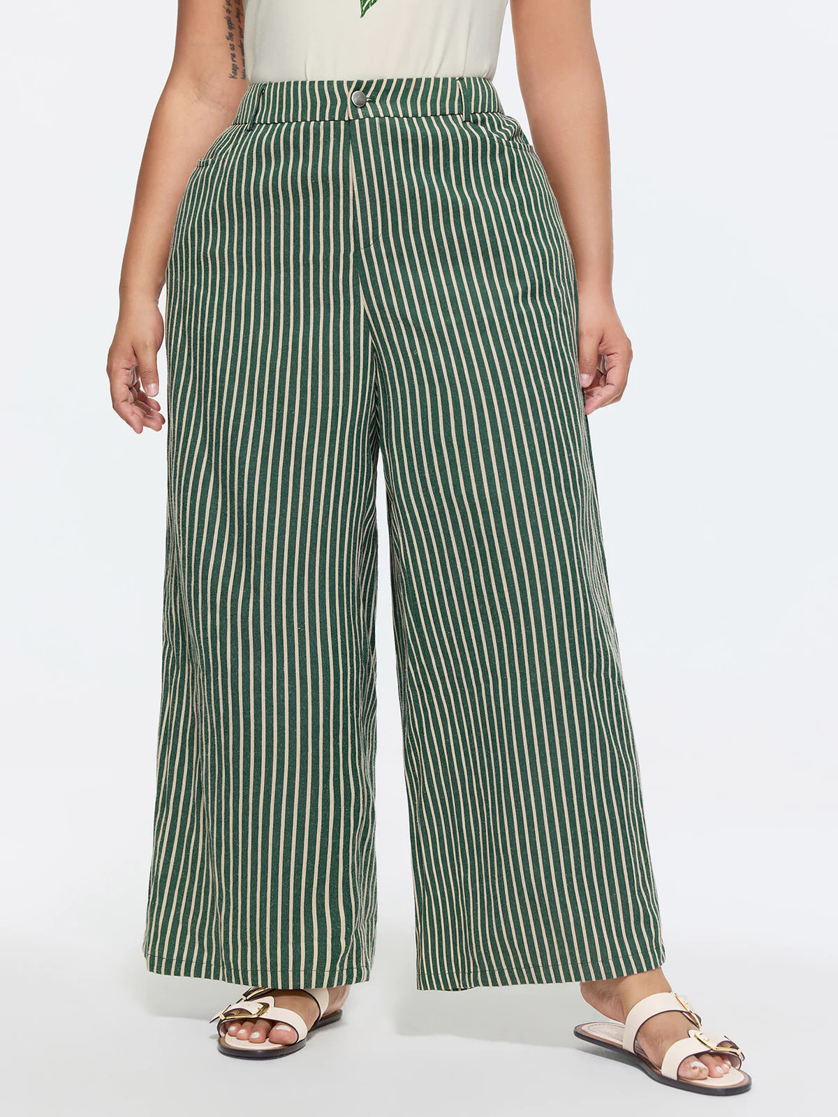 Holiday Striped Print Straight-Leg Pants | Bloomchic