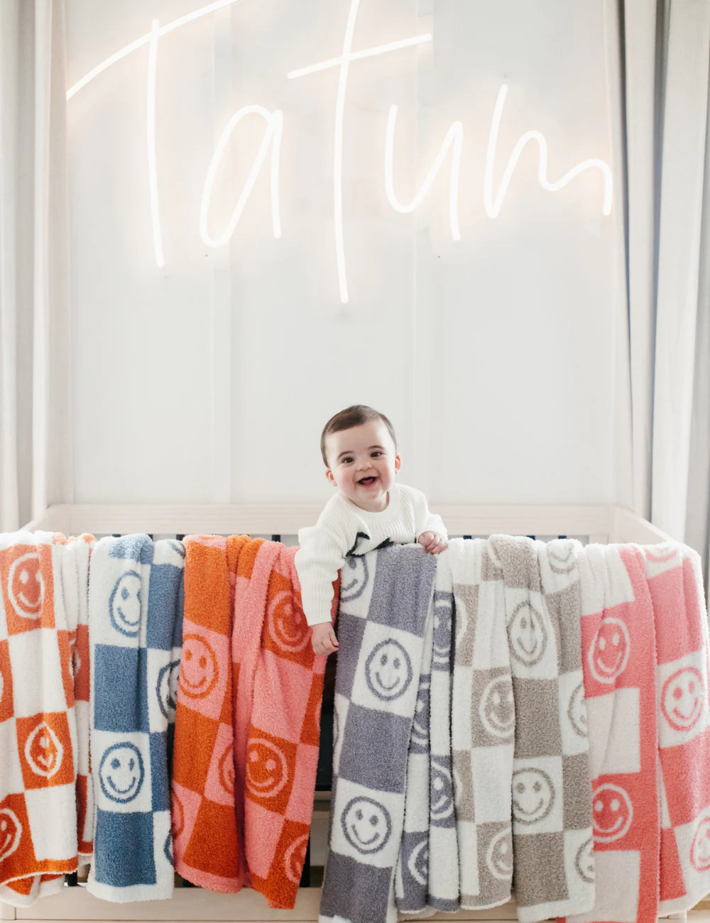 TSC x Tia Booth: Checkered Smiley Children's Blanket | The Styled Collection