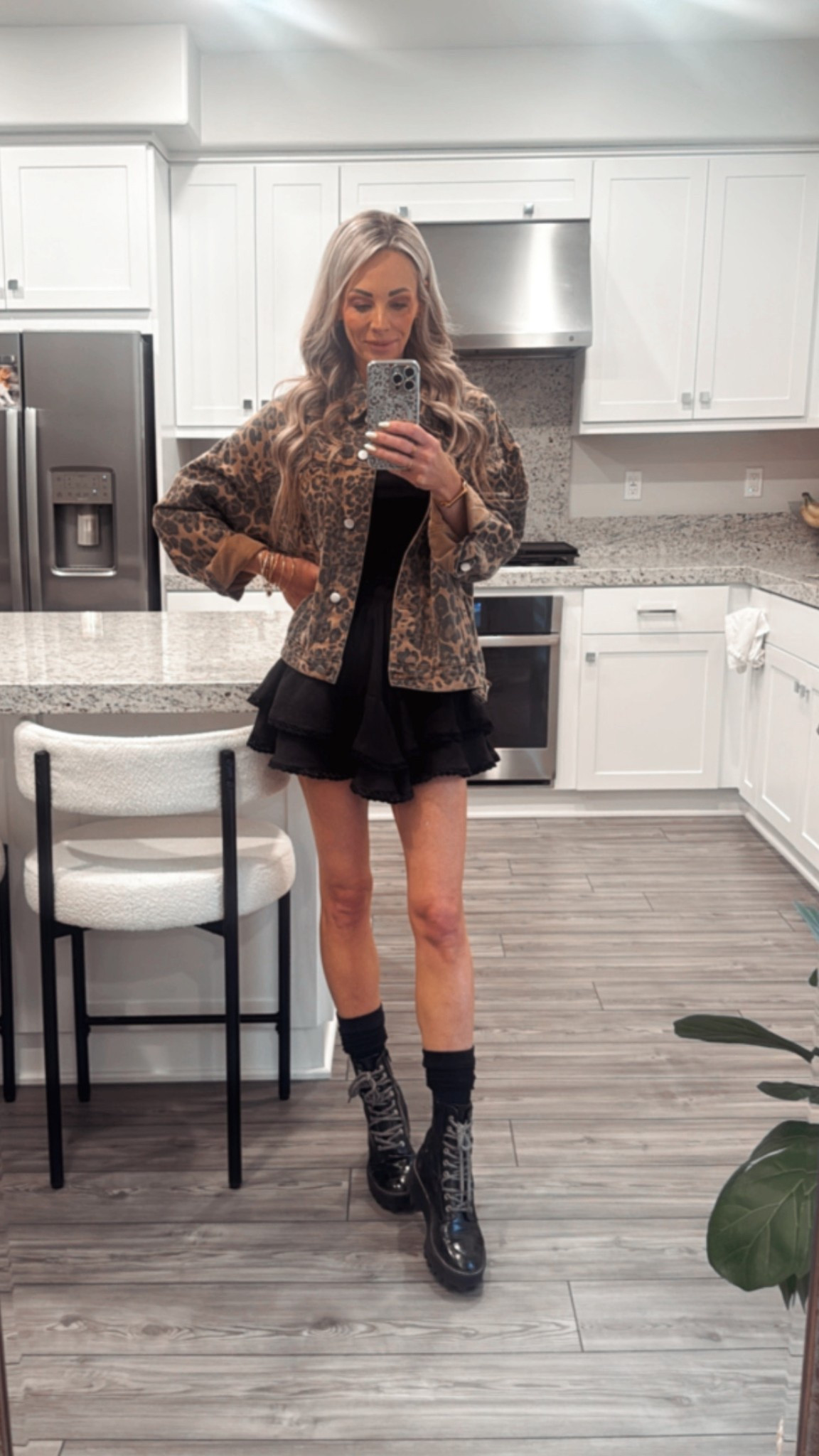 Black squirt, an oversized leopard jacket  

#LTKStyleTip 

#LTKOver40 #LTKSaleAlert