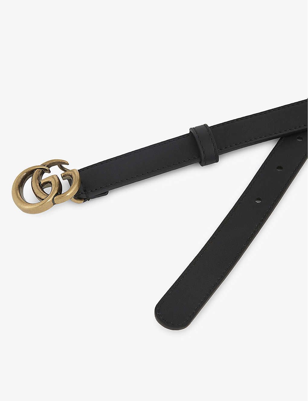 GG buckle thin leather belt | Selfridges