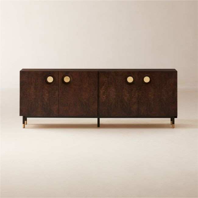 Carbon 82"" Brown Burl Wood Media Console | CB2