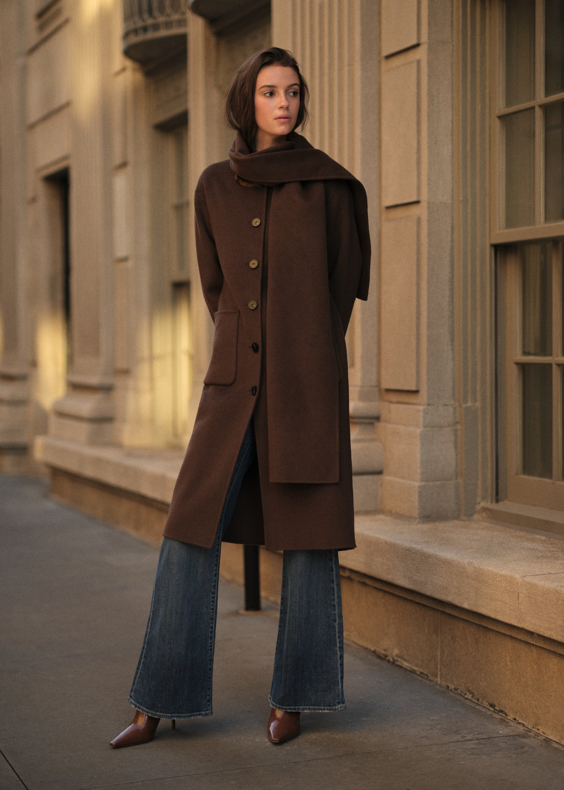 Winifred Wool Cashmere Coat Sable | CAMI NYC