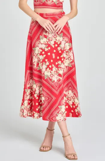WAYF Edith Linen Blend Midi Skirt | Nordstrom | Nordstrom