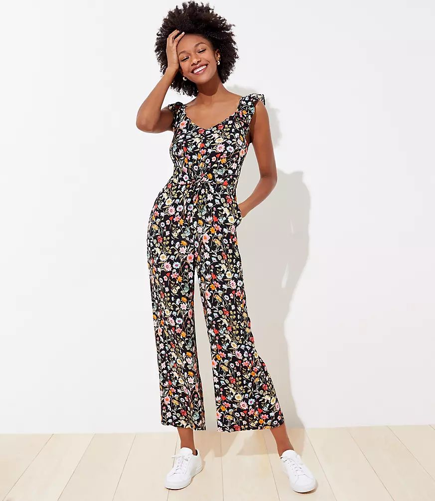 Lily Ruffle Tie Front Jumpsuit | LOFT