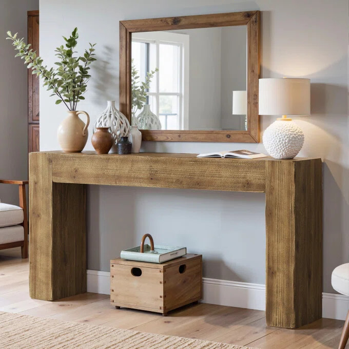 63-Inch Solid Wood Console Table, Farmhouse Entryway Table, Sofa Table | Wayfair North America