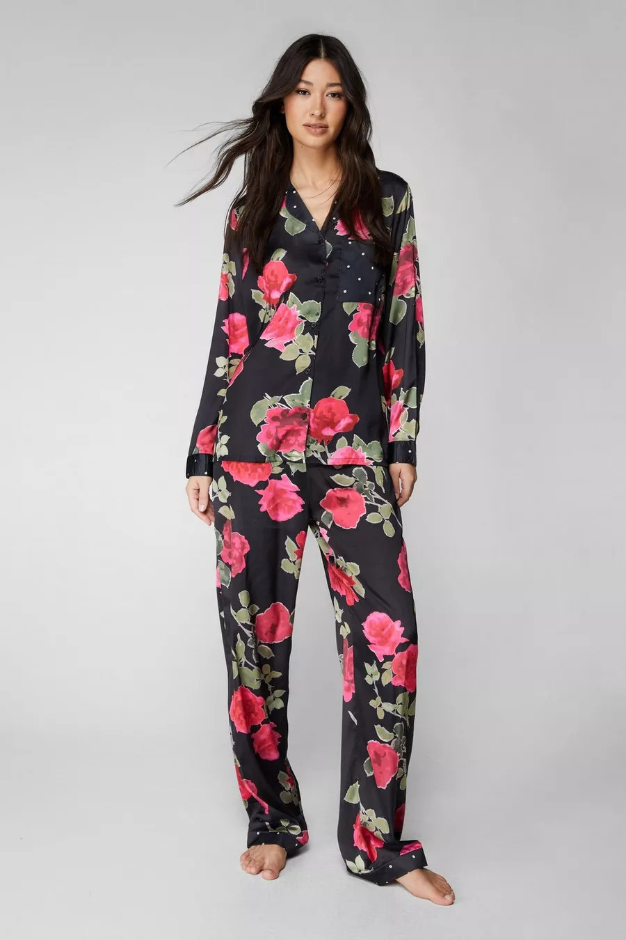 Rose Polka Dot Mix Pajama Pants Set | Nasty Gal US