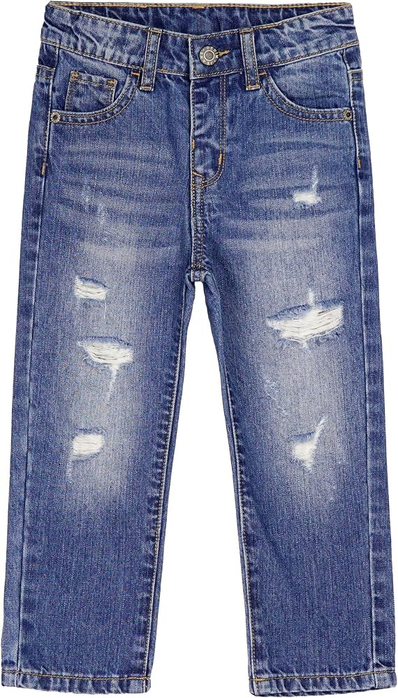 KIDSCOOL SPACE Baby Girl Boy Jeans,Little Kid Elastic Band Inside Ripped Denim Pants | Amazon (US)