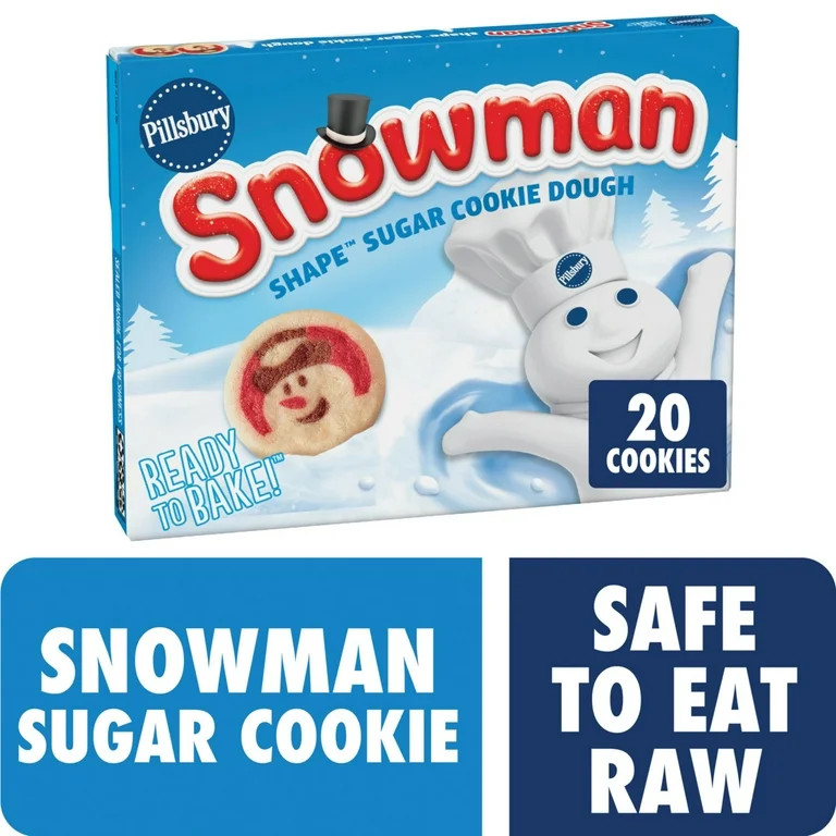 Pillsbury Ready to Bake! Snowman Shape Sugar Cookie Dough, 20 Cookies, 9.1 oz - Walmart.com | Walmart (US)