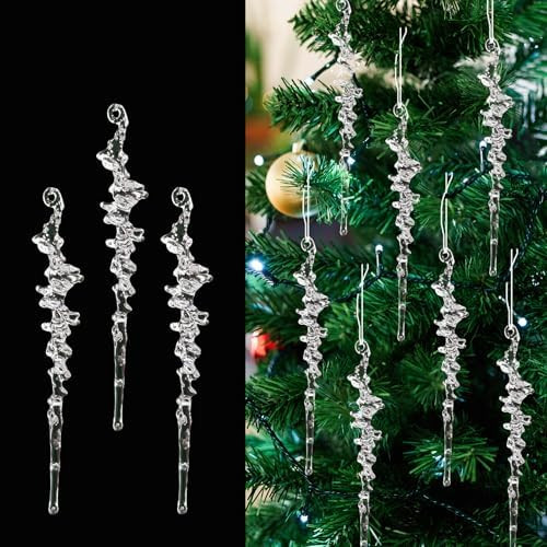 26Pcs Christmas Icicle Ornament Acrylic Clear icicles Set Christmas Hanging Icicles Pendant for X... | Amazon (US)