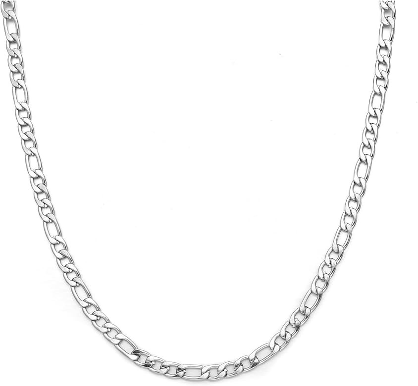 Figaro Chain Necklace Stainless Steel Real Gold Plated Chains for Men Women Jewelry | Amazon (US)